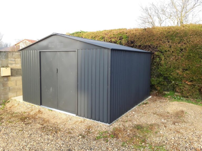 Abri 10,85m² métal FIRST anthracite + Kit d'ancrage X-METAL