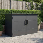 Abri 3 poubelles en acier galvanisé Kosto monopente gris foncé + kit d'ancrage - X-Métal
