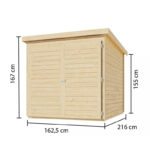 Abri à vélos en bois brut 3,4m² - pour 3 vélos - Karibu