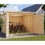 Abri à vélos en bois brut 4,6m² - pour 4 vélos - Karibu