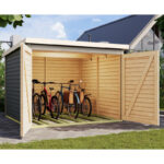 Abri à vélos en bois gris terre 4,6m² - pour 4 vélos - Karibu