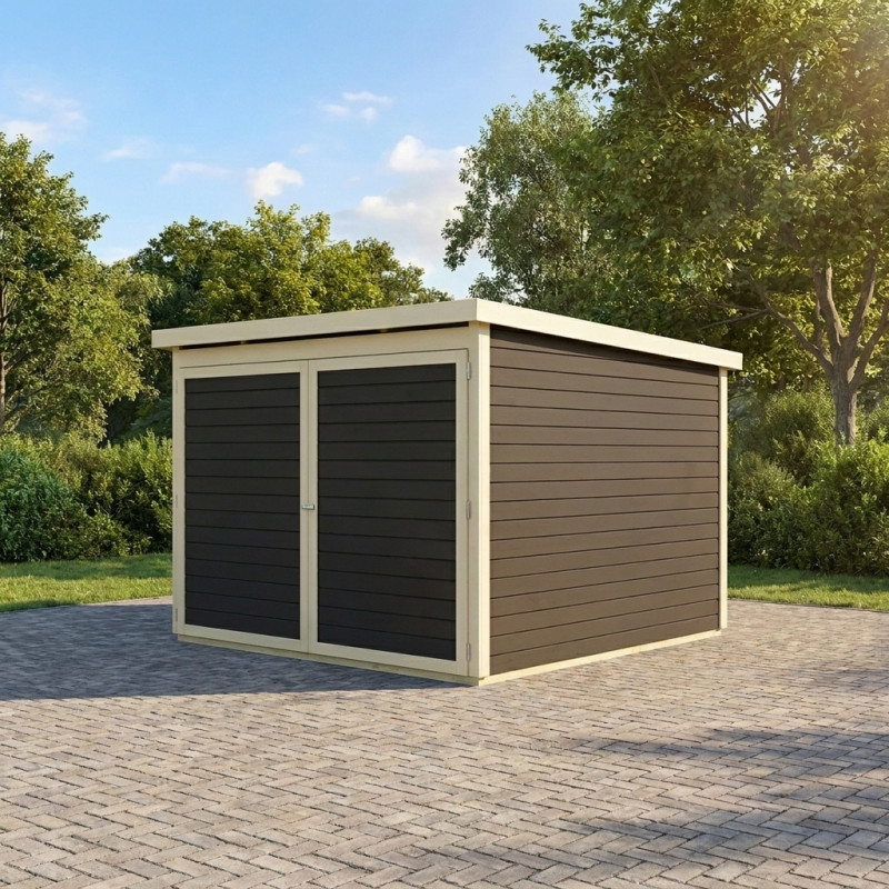 Abri à vélos en bois gris terre 4,6m² - pour 4 vélos - Karibu
