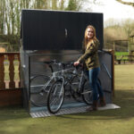 Abri à vélos en métal gris anthracite 1,74m² avec rampe et kit d'ancrage - TRIMETALS