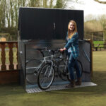 Abri à vélos en métal gris anthracite 1,74m² avec rampe et kit d'ancrage - TRIMETALS