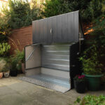 Abri à vélos en métal gris anthracite 1,74m² avec rampe et kit d'ancrage - TRIMETALS