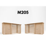 Abri bûches avec espace fermé en bois brut 344x130cm – panneaux 19mm – Timbela