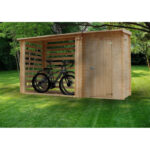 Abri bûches avec espace fermé en bois brut 344x130cm – panneaux 19mm – Timbela