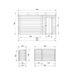 Abri bûches avec espace fermé en bois brut 344x130cm – panneaux 19mm – Timbela