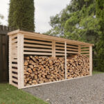 Abri bûches en bois brut 456x100cm – panneaux 19mm – Timbela