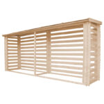 Abri bûches en bois brut 456x100cm – panneaux 19mm – Timbela