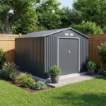 Abri de jardin 10,85m² métal PLUS anthracite + Kit d'ancrage X-METAL