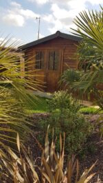 Abri de jardin 12m² PLUS en bois 40mm traité teinté marron Gardy Shelter