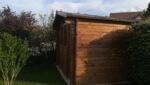 Abri de jardin 9m² PLUS en bois 40mm traité teinté marron Gardy Shelter