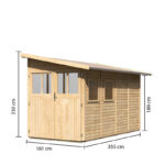 Abri de jardin adossé en bois certifié 6,42m² Juist 3 - Karibu