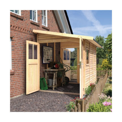Abri de jardin adossé en bois certifié 6,42m² Juist 3 - Karibu