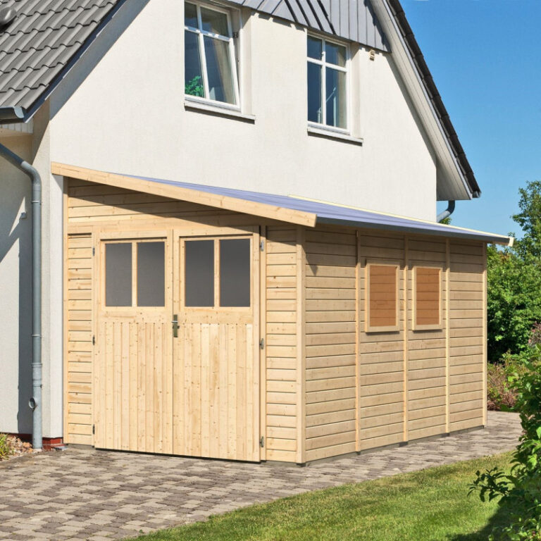 Abri de jardin adossé en bois certifié 8,27m² Bomlitz 4 - Karibu