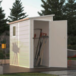 Abri de jardin adossé en résine beige 2,09m² + kit de fondation - Jôbu
