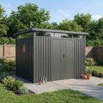 Abri de jardin en acier galvanisé Kosto gris foncé 6,76m² + kit d'ancrage - X-Métal