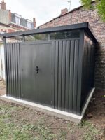 Abri de jardin en acier galvanisé Kosto gris foncé 8,64m² + kit d'ancrage - X-Métal