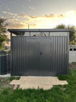 Abri de jardin en acier galvanisé Kosto gris foncé 8,64m² + kit d'ancrage - X-Métal