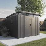 Abri de jardin en acier galvanisé Kosto monopente gris foncé 5,71m² + kit d'ancrage - X-Métal