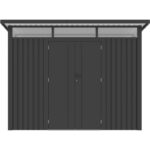 Abri de jardin en acier galvanisé Kosto monopente gris foncé 5,71m² + kit d'ancrage - X-Métal