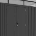 Abri de jardin en acier galvanisé Kosto monopente gris foncé 5,71m² + kit d'ancrage - X-Métal