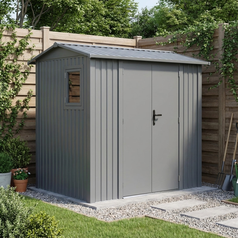 Abri de jardin en acier galvanisé Roka 4,08m² + kit d'ancrage - X-Métal Abri de jardin en acier galvanisé Roka 4,08m² + kit d'ancrage - X-Métal