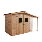 Abri de jardin en bois brut 4,08m² + bûcher 2,08m² + plancher - Habrita