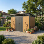 Abri de jardin en bois composite 19,2mm aspect bois 7,71m² GORDON skylight - Woodlife Garden