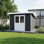 Abri de jardin en bois composite 28mm anthracite 4,41m² PREMIUM toit plat - Woodlife Garden