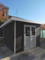 Abri de jardin en bois composite 28mm anthracite 9m² PREMIUM toit plat - Woodlife Garden