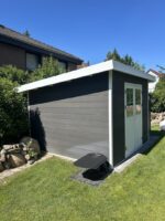 Abri de jardin en bois composite 28mm anthracite 9m² PREMIUM toit plat - Woodlife Garden