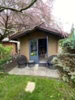 Abri de jardin en bois composite 28mm aspect bois vieilli 9m² double porte alu et double vitrage - Woodlife Garden
