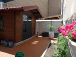 Abri de jardin en bois composite 28mm aspect bois vieilli 9m² double porte alu et double vitrage - Woodlife Garden