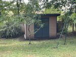 Abri de jardin en bois composite 28mm aspect bois vieilli 9m² PREMIUM toit plat - Woodlife Garden