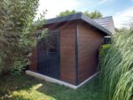 Abri de jardin en bois composite 28mm aspect bois vieilli 9m² PREMIUM toit plat - Woodlife Garden