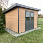Abri de jardin en bois composite 28mm aspect bois vieilli 9m² PREMIUM toit plat - Woodlife Garden