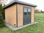 Abri de jardin en bois composite 28mm aspect bois vieilli 9m² PREMIUM toit plat - Woodlife Garden