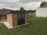 Abri de jardin en bois composite 28mm aspect bois vieilli 9m² PREMIUM toit plat - Woodlife Garden