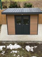 Abri de jardin en bois composite 28mm aspect bois vieilli 9m² PREMIUM toit plat - Woodlife Garden