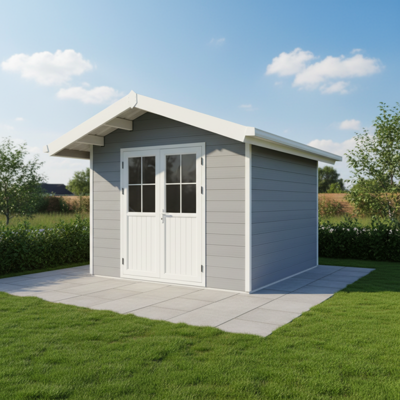 Abri de jardin en bois composite 28mm gris clair 7,78m² PREMIUM - Woodlife Garden Abri de jardin en bois composite 28mm gris clair 7,78m² PREMIUM - Woodlife Garden