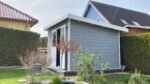Abri de jardin en bois composite 28mm gris clair 9m² PREMIUM toit plat - Woodlife Garden