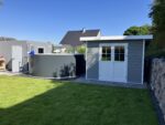 Abri de jardin en bois composite 28mm gris clair 9m² PREMIUM toit plat - Woodlife Garden