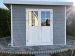 Abri de jardin en bois composite 28mm gris clair 9m² PREMIUM toit plat - Woodlife Garden