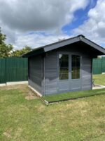 Abri de jardin en bois composite 28mm gris foncé 9m² double porte alu et double vitrage - Woodlife Garden