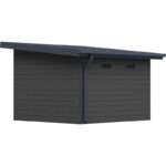 Abri de jardin en bois composite 28mm gris foncé et armature anthracite 9m² PREMIUM toit plat - Woodlife Garden