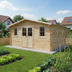 Abri de jardin en bois massif 16m² PLUS - madriers 28mm Gardy Shelter