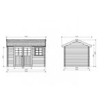 Abri de jardin en bois massif 28mm Arles porte double 8,52m² SOLID