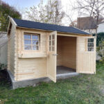 Abri de jardin en bois massif 28mm Arles porte double 8,52m² SOLID